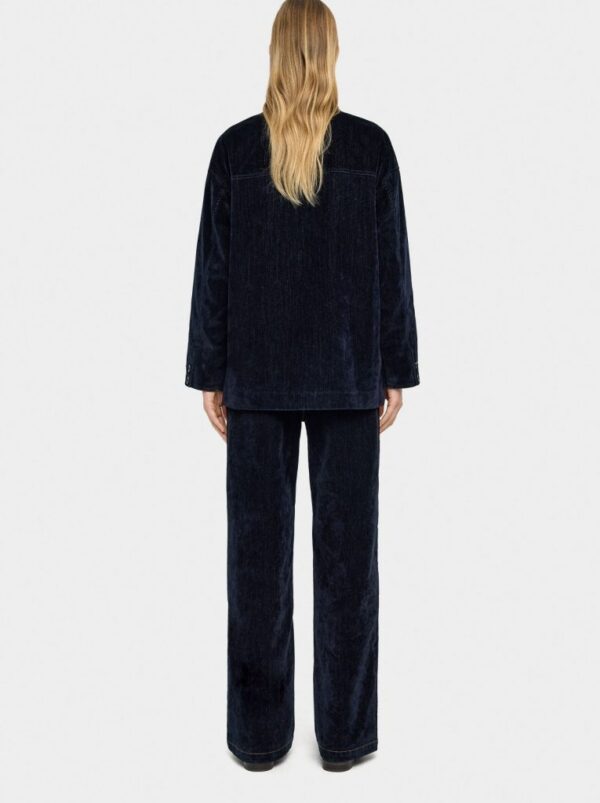 Denim Jacket with Velvet Effect – Navy