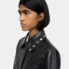 Leather Jacket with Studs – Black