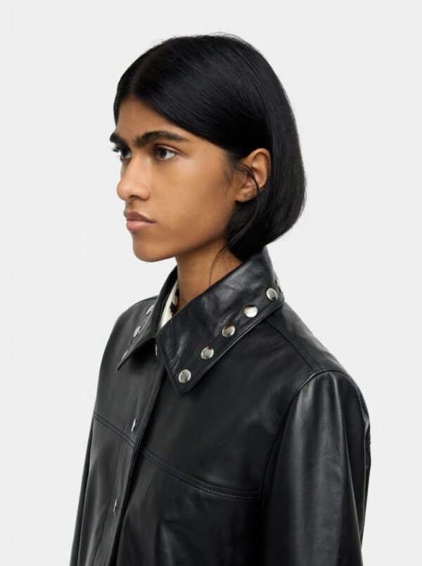 Leather Jacket with Studs – Black