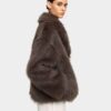 Voluminous Coat with Fur Effect – Taupe