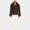 Voluminous Coat with Fur Effect – Taupe