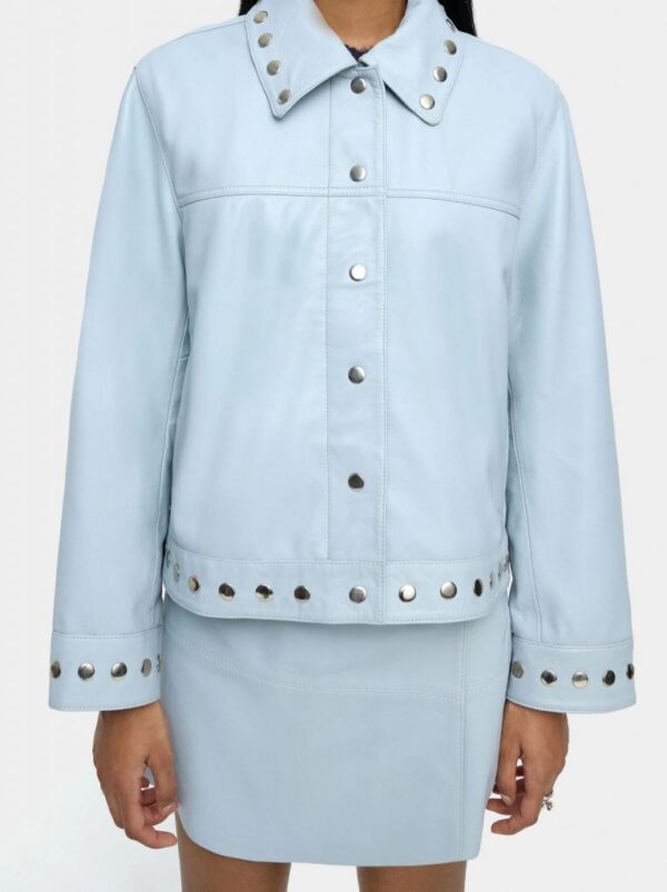Leather Jacket with Studs – Blue