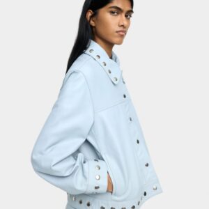 Leather Jacket with Studs – Blue
