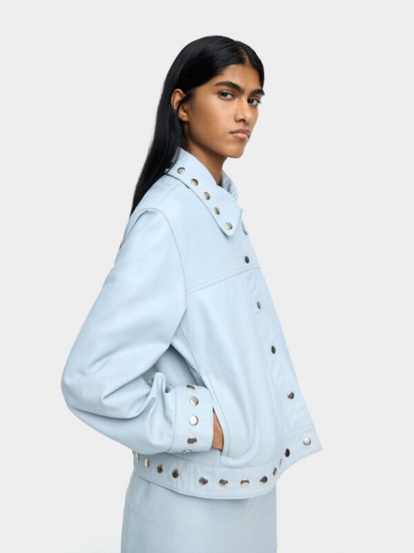 Leather Jacket with Studs – Blue