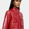 Leather Jacket with Zipper – Red