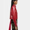 Leather Jacket with Zipper – Red