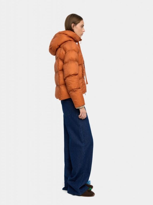 Quilted Coat with Removable Hood – Orange