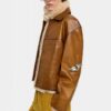 Leather Jacket with Topstitching – Cinnamon