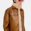 Leather Jacket with Topstitching – Cinnamon