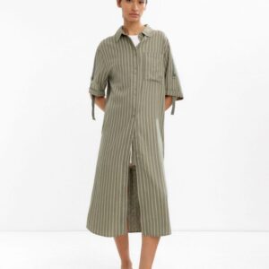 Striped Shirtdress – Linen Blend – Green