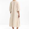 100% Cotton Embroidered Midi Dress – Ecru
