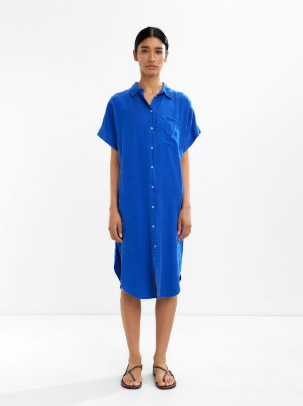 100% Lyocell Shirt Dress – Blue