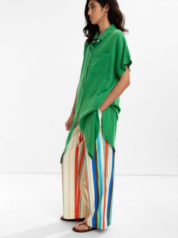 100% Lyocell Shirt Midi Dress – Green