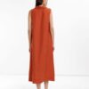 100% Linen Midi Dress – Brick Red