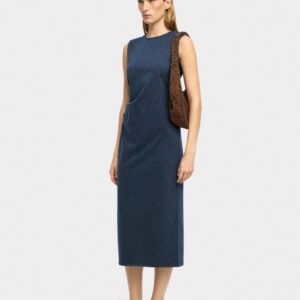 Midi Dress with Pinstripe – Navy