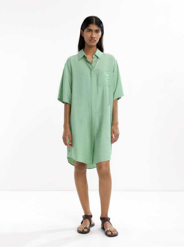 Shirt Dress with Pocket – Green