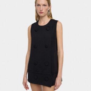 Short Dress with Buttons – Black