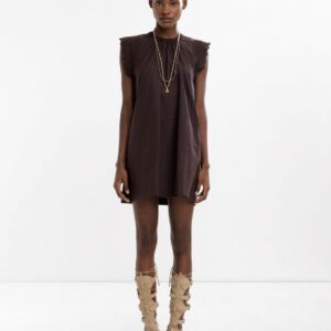 Short Crochet Dress – 100% Cotton – Brown