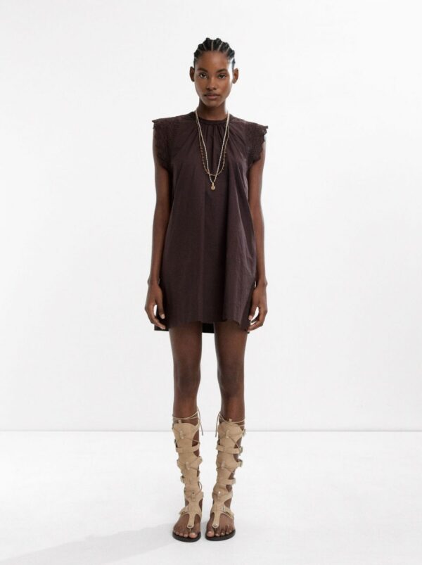 Short Crochet Dress – 100% Cotton – Brown