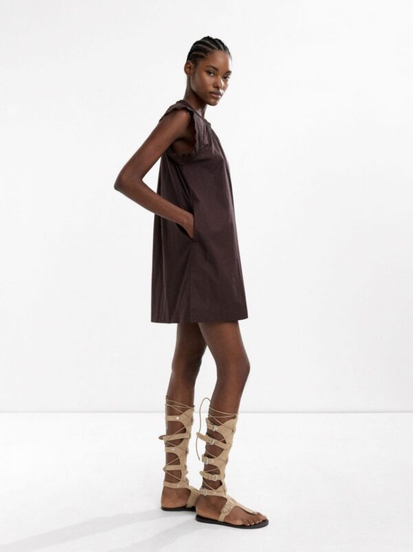 Short Crochet Dress – 100% Cotton – Brown