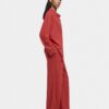 Brick Red Linen-Blend Shirt with Utility Pocket