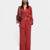Brick Red Linen-Blend Shirt with Utility Pocket
