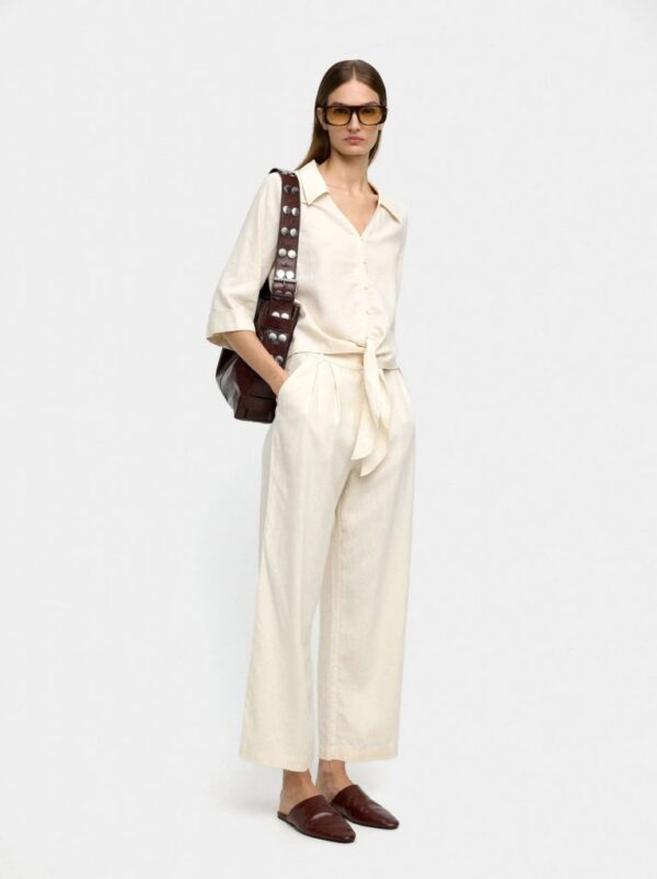 Ecru Linen-Blend Everyday Shirt