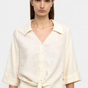 Ecru Linen-Blend Everyday Shirt