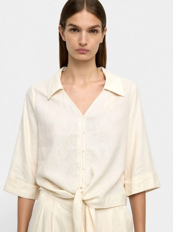 Ecru Linen-Blend Everyday Shirt