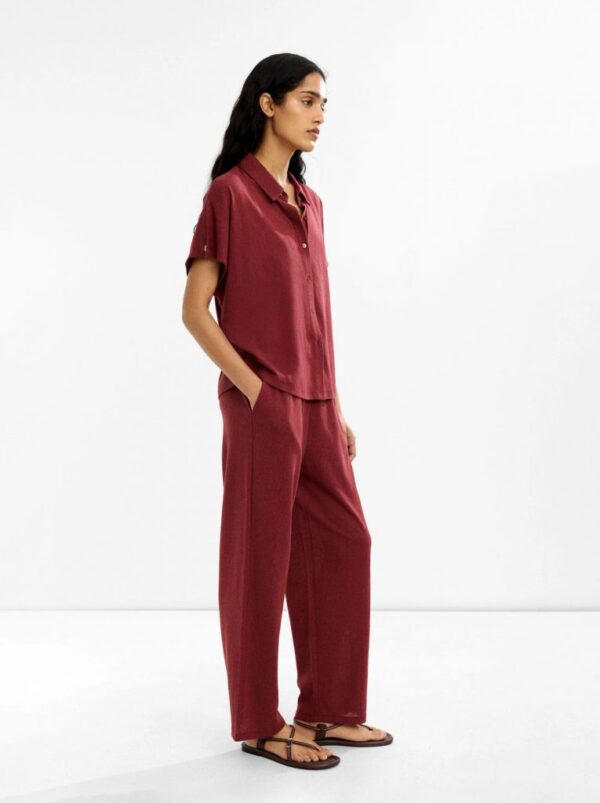 Bordeaux Short-Sleeve Cotton Shirt