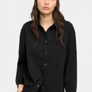 Press-Stud Utility Shirt in Classic Black