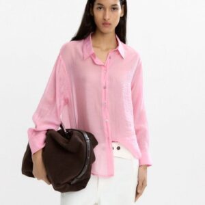 Sheer Long-Sleeve Shirt with Delicate Finish in Pink