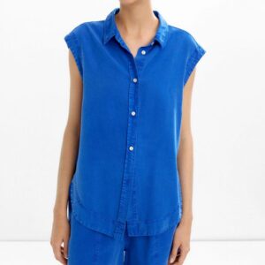 Sleeveless Lyocell Shirt in Cool Blue