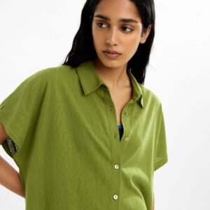 Short-Sleeve Cotton Shirt in Fresh Green