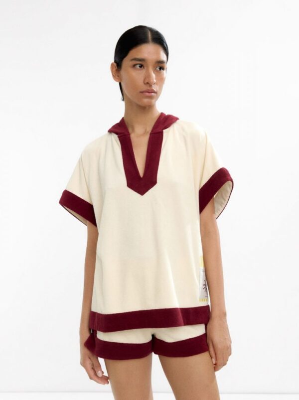 Cotton Poncho with Contrasting Colors – Multi