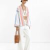 Artisan Embroidered Cotton Kimono with Multicolor Detail