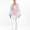 Artisan Embroidered Cotton Kimono with Multicolor Detail