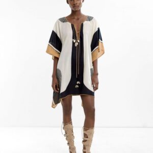Artful Printed Cotton Kaftan with Flowing Silhouette