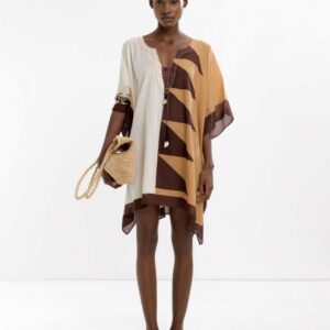 Expressive Printed Cotton Kaftan with Relaxed Flow