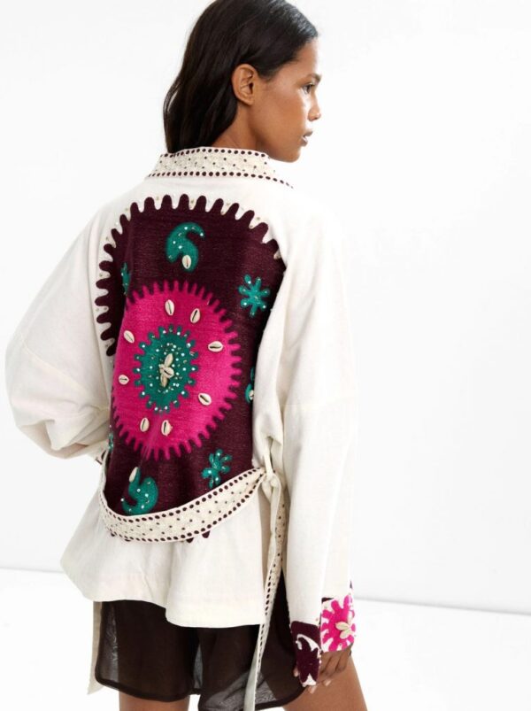 100% Cotton Kimono with Embroidery – Multi
