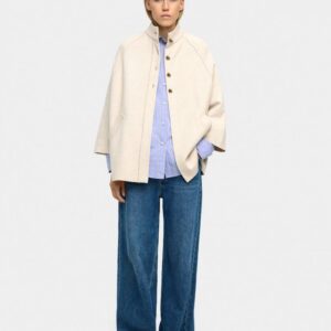 Knit Poncho with High Neck