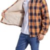 Men's Cotton Plaid Shirts Jacket Fleece Lined Flannel Shirts Sherpa Button Down Jackets with Hood