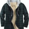 Men's Cotton Plaid Shirts Jacket Fleece Lined Flannel Shirts