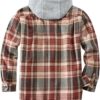 Men's Cotton Plaid Shirts Jacket Fleece Lined Flannel Shirts Sherpa Button Men