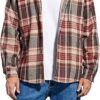 Men's Cotton Plaid Shirts Jacket Fleece Lined Flannel Shirts Sherpa Button Men