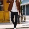 Mens Shacket Long Sleeve Shirt Jacket with Pockets Lightweight