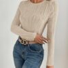Women's Tops 2025 Cute Long Sleeve Crewneck Blouses Plain Slim