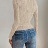 Women's Tops 2025 Cute Long Sleeve Crewneck Blouses Plain Slim