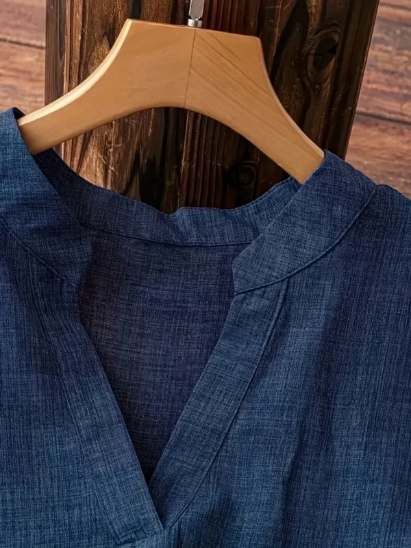 Women'S Elegant V-Neck Blouse - Long Sleeve, Button-Up Shirt