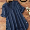 Women'S Elegant V-Neck Blouse - Long Sleeve, Button-Up Shirt